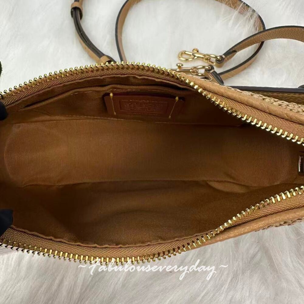 Coach Teri Shoulder Bag Crossbody With Charm Straw/Gold/Toast CEC43 NWT - Picture 7 of 8